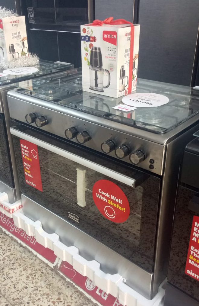 Cuisinière à gaz Simfer F9405-SGGI inox 5 feux 90x60