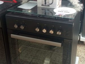 Cuisinière à gaz Simfer 6455-SGGTB 4 feux 60×60 Noir avec chaleur tournante