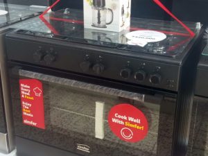 Cuisinière à gaz Simfer F9455-SGGTB 5 feux 90×60 Noir avec chaleur tournante