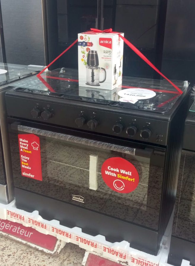 Cuisinière à gaz Simfer F9455-SGGTB noire 5 feux 90x60